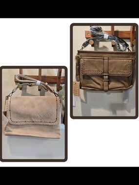 Ampere Creations Bundle Set Neutral Beige Crossbody/Shoulder Bag - Two Styles